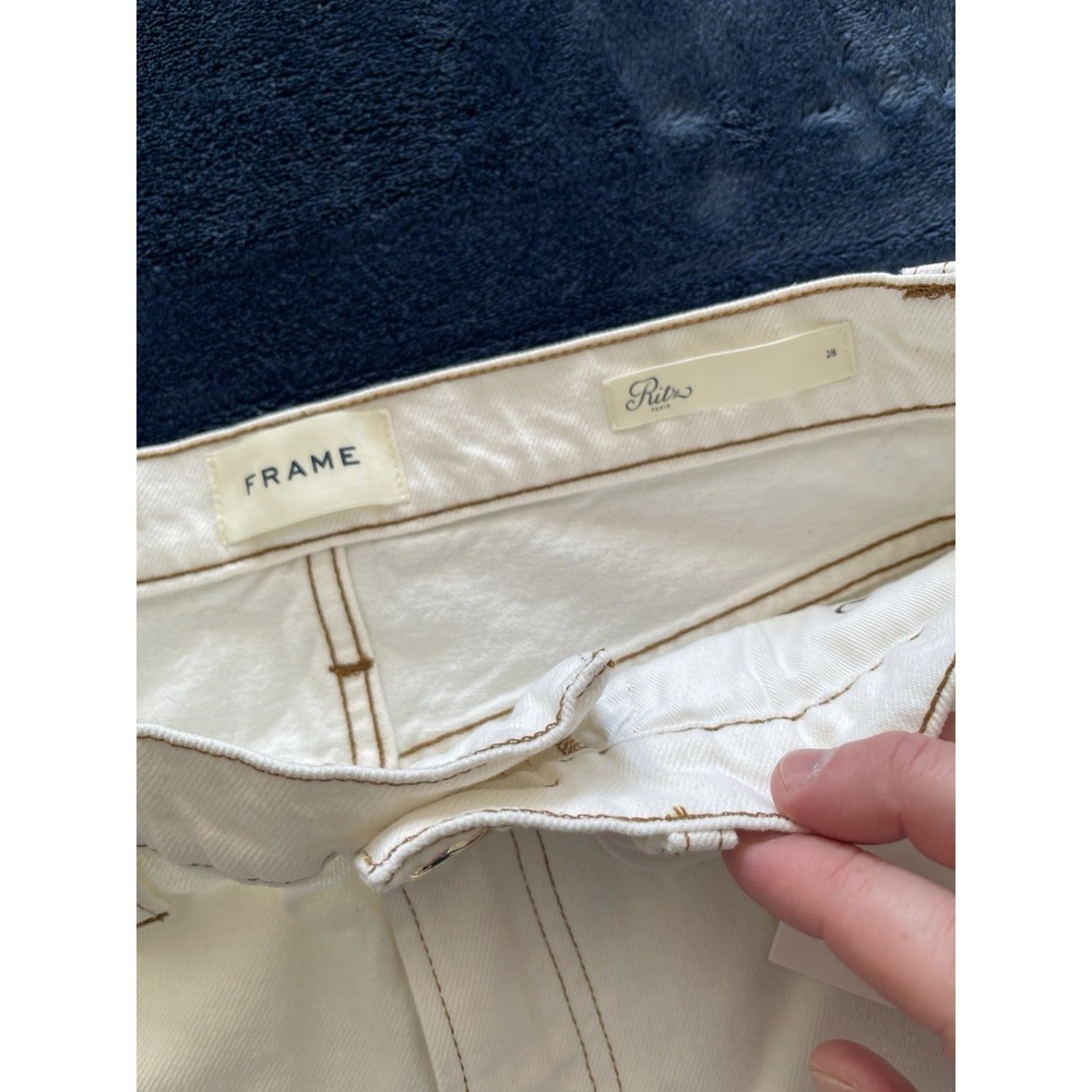 NWT Frame Jeans Ritz Paris White The True Straight Size 28 Made In Italy MSRP348 - Picture 8 of 14